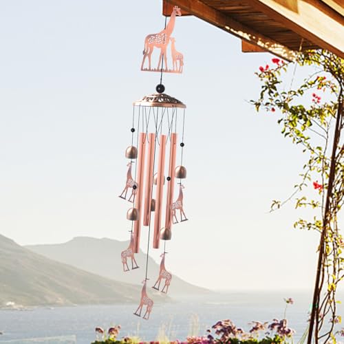 JOBOSI Brass Giraffe Wind Chime, for Women,Giraffe Wind Chime Outdoor, Handmade Metal Garden Wind Chimes,Melodic Weatherproof, Gift for Mom/Grandma - color: Giraffe