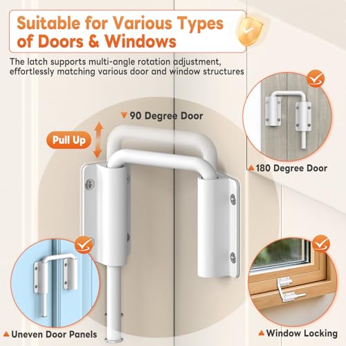 Upgraded Sliding Door Loop Lock, Gate Latches, White-4PCS - color: White-4PCS