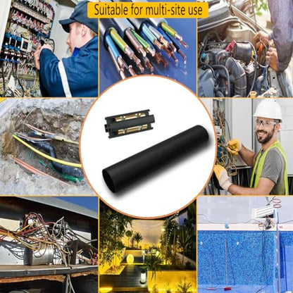 Underground Wire Splice Kit, 600V Direct Burial UF Cable Connectors with Heat Shrink Tubing, Fits 14/3 to 8/3 Wire. 2 Sets