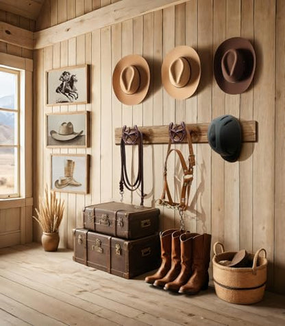 Cowboy Hat Rack for Wall, 6 Pack Iron Horseshoe Star Hooks, Bronze - color: Antique Bronze