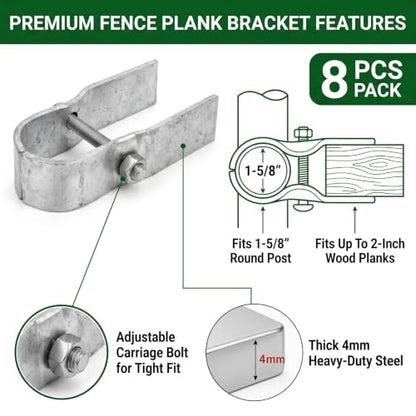 8 Pack Horse Panel Clamps for Wood Boards, Galv. 1-5/8" for Corral Panels