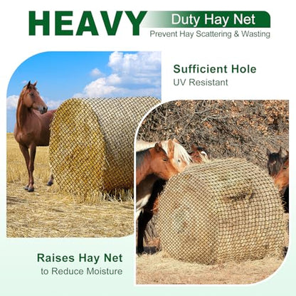 6x6ft Round Bale Hay Net for Horses, Large Thick & Durable Nylon Knotless Slow Feeder Hay Nets for Horses and Goats Healthier Feeding Solution - size: 6*6 Ft