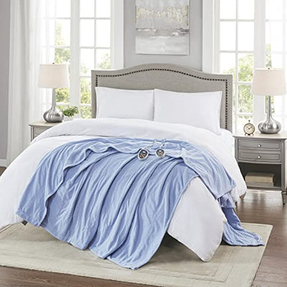 Beautyrest Heated Blanket Queen, Micro Fleece Electric Blanket, Blue - color: Blue, size: Queen