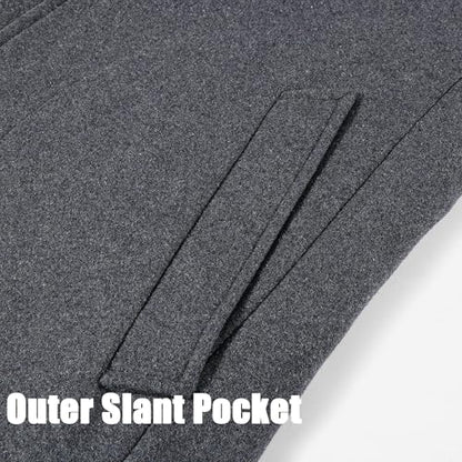 APTRO Men's Full Length Trench Coat Long Wool Overcoat Winter Windbreaker - color: Solid Grey, size: X-Small