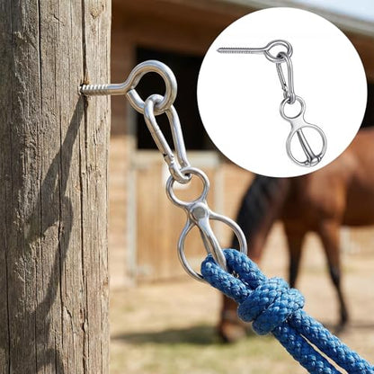 2 Sets Horse Tie Ring, Stainless Steel Magnetic Tie Ring for Horses, Safe Horse Training Equipment with Eye Bolt & Quick Snap, Horses Tack Supplies for Stables, Trailers, Fences