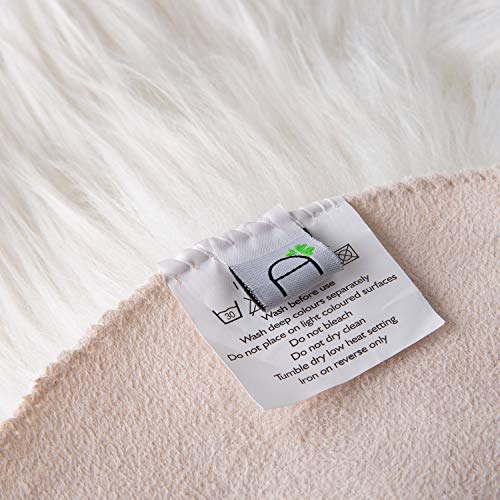 Ashler Faux Fur Rug, White, 2 x 6 Ft, Machine Washable - color: C-white, size: 6' x 2' (Irregular)