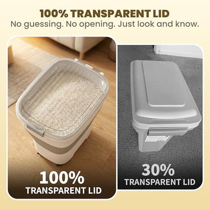 HOYTAMDAR 50Lbs Collapsible Rice Container,Airtight Food Storage container - color: Grey 50lbs