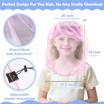 South to East Girl Mosquito Head Net for Insect 2 Pack for 5-12 yrs - color: Pink