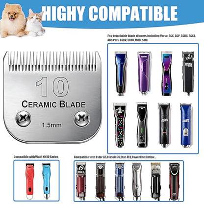 Dog Grooming Replacement Blades Compatible with Andis Dog Clipper - size: 10