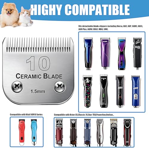 Dog Grooming Replacement Blades Compatible with Andis Dog Clipper - size: 10