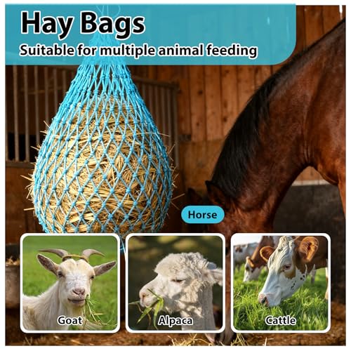 2 Pcs Hay Nets for Horses Slow Feed,40'' Horses Hay Nets,Blue - color: Blue
