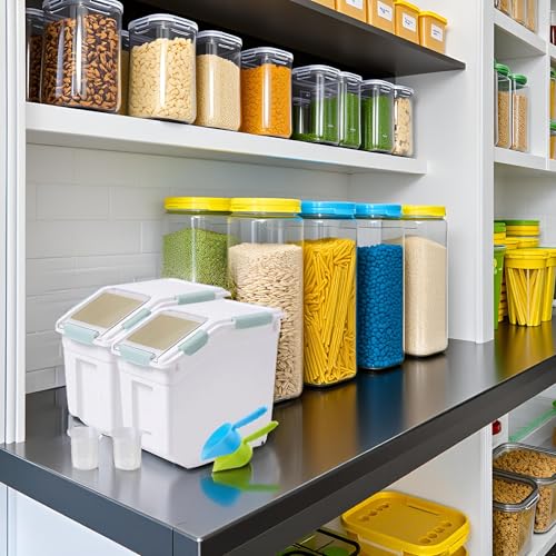 Saim 25lb Flour/Rice Storage Container with Rolling Casters (Green) - color: Green