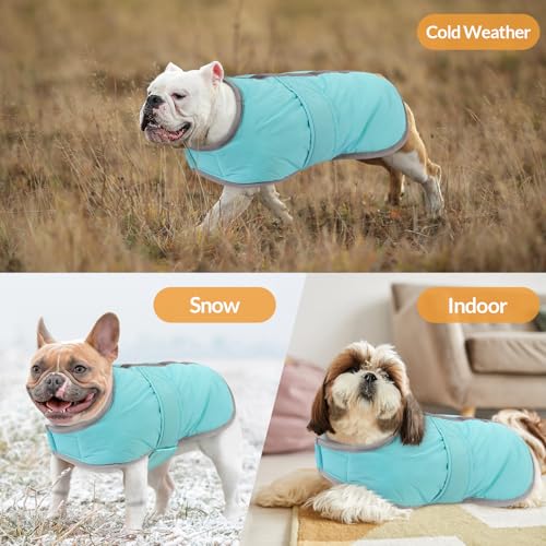 Queenmore Dog Winter Coat, Fleece Puffer Dog Down Vest, Samll Dogs Coat - color: Light Blue, size: Small
