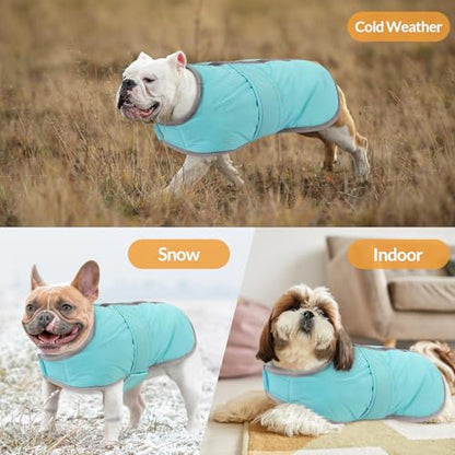 Queenmore Dog Winter Coat, Fleece Puffer Dog Down Vest, Samll Dogs Coat - color: Light Blue, size: Small