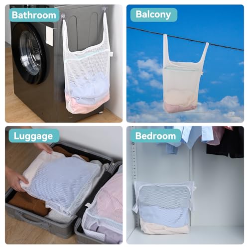 OTraki 2pc Honeycomb Mesh Laundry Bags for Delicates, 13x16 & 16x18 Inches