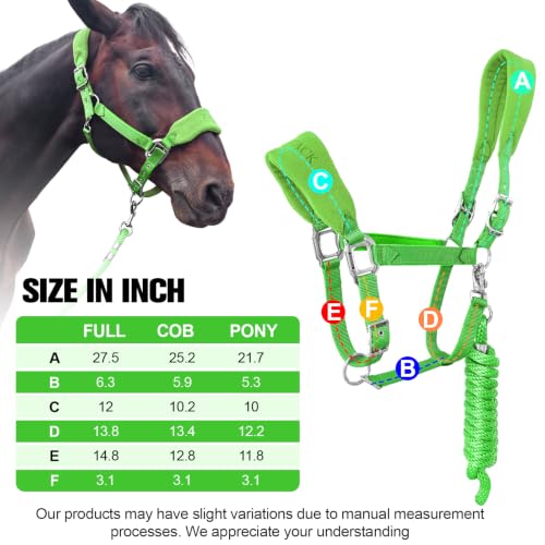 Fleece Horse Halter and Lead Rope Set - color: Neon Green, size: COB