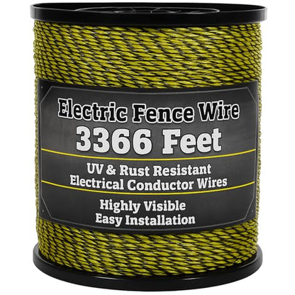 Electric Fence Wire, Hot Wire Fence, Agricultural, 1026 Meters (3366 Feet) - size: 1,026 Meters (3,366 Feet)