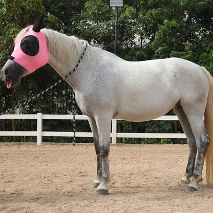 Stretchy Horse Fly Mask with Ears, Large Eye Space Pink Cob - color: Pink, size: Cob