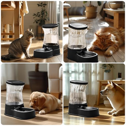 Automatic Dog Water Dispenser, Stainless Steel Bowls Feeder, 100% BPA-Free - color: Black, size: 1 Gallon