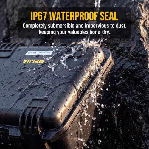 MEIJIA Premium Waterproof Hard Camera Case,Hard Case with customizable fit foam,Full Protection with Light&Convenient Design,Elegant Black (16.19"x12.69"x6.62") - size: 16.19"x12.69"x6.62"