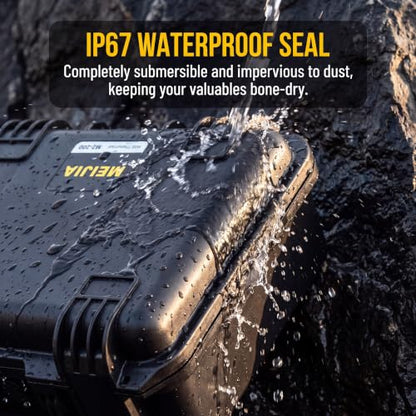 MEIJIA Premium Waterproof Hard Camera Case,Hard Case with customizable fit foam,Full Protection with Light&Convenient Design,Elegant Black (16.19"x12.69"x6.62") - size: 16.19"x12.69"x6.62"