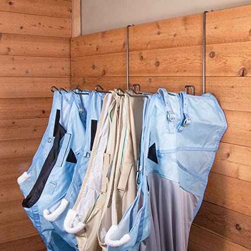 Pro Series Swing Arm Blanket and Saddle Pad Rack | Efficient Organization & Drying | Expansive Capacity up to 12 Items | Dual-use, Home or On-the-Go | Durable Gray Armor Coated Steel