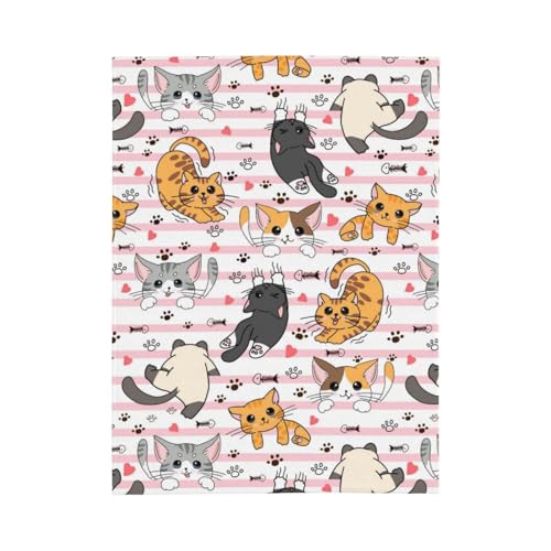 Cute Cat Throw Blanket Fuzzy Soft Cozy Cute Cat Blankets Soft Throws Warm Lightweight Plush Fleece Throw Blanket for Kids Men Women Gift Bed Couch Sofa 60"x50" - color: Cat, size: 60"x50"