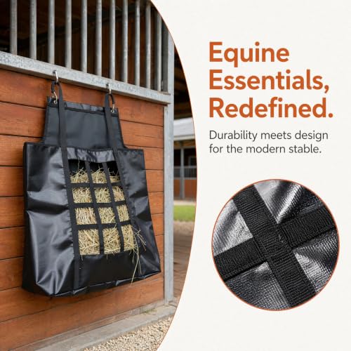 Slow Feed Hay Nets for Horses with Hanging Ring for Stalls Trailers