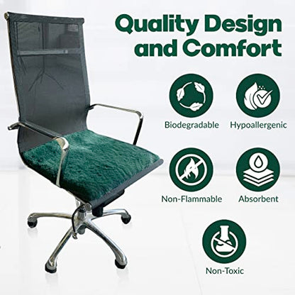 Natural Medical Sheepskin Pad, Non-Slip Back, Emerald, 17 x 17 in, 2 Pack - color: Emerald, size: 17x17 Inch (Pack of 2)