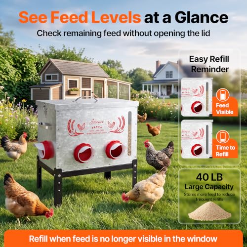 40 LB Large Automatic Chicken Feeder with Visible Feed Window