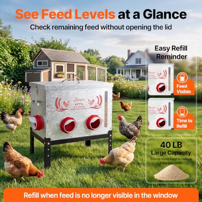 40 LB Large Automatic Chicken Feeder with Visible Feed Window