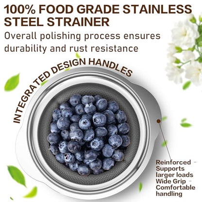 Stainless Steel Colander for Kitchen, 5 Quarts Stainless Steel Strainer, Pasta Strainer for Spaghetti Fruits Vegetables Cooking Food, Large Capacity with Handle Kitchen Food Strainer Basket - 1 Pack - size: 5QT