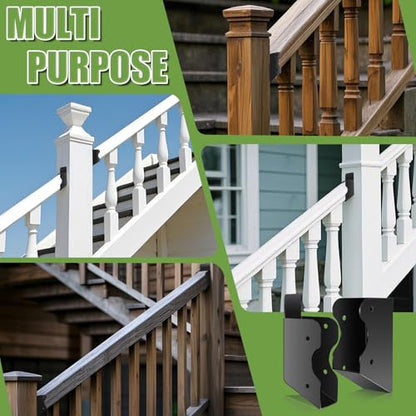 8 Pair 30° Deck Railing Bracket Stair Connector Stainless Steel 2"x4"(Actual 1.5"X3.5") Suitable for Staircase Handrail, Wooden Column Fence