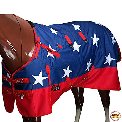 Hilason 600D Waterproof Miniature Horse Turnout Blanket - color: US Flag, size: 42 In