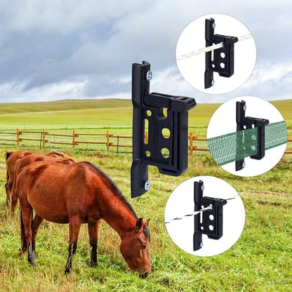 Electric Fence Polytape/Polywire/Rope Insulators with Locktab PK25 in Black Included Screws for Wood Post Nail on for Hi -Tensil