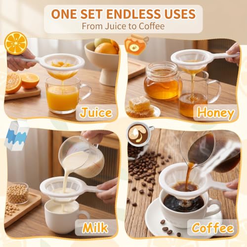 2 Pcs 9 Inch Ultra Fine Mesh Strainer,Plastic Juice Colander for Kefir Grains Greek Yogurt Kombucha Cold Brew Coffee