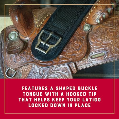 Weaver Equine AirFlex ‎Roper Horse Cinch, Anti-Slip Felt Lined Saddle Cinch Girth with Smart Cinch Buckle, Western Horse Riding Supplies, ‎Black