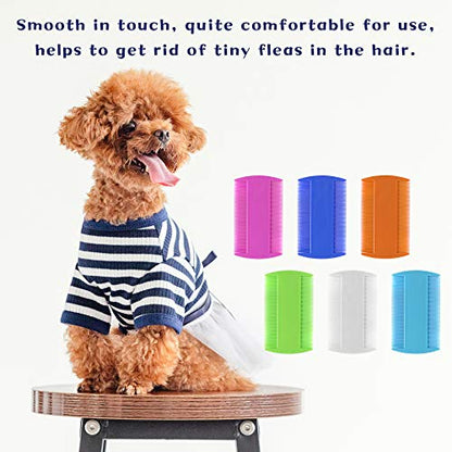 AUEAR, 12 Pack Pet Flea Lice Combs Double Sided Fine Tooth Dogs Cats Grooming Remove Float Hair Tear Marks Tick Removal Tool (6 Colors) - color: 6 Colors