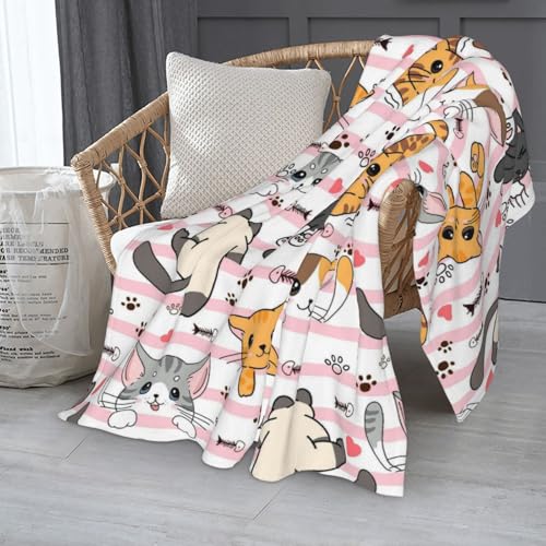 Cute Cat Throw Blanket Fuzzy Soft Cozy Cute Cat Blankets Soft Throws Warm Lightweight Plush Fleece Throw Blanket for Kids Men Women Gift Bed Couch Sofa 60"x50" - color: Cat, size: 60"x50"