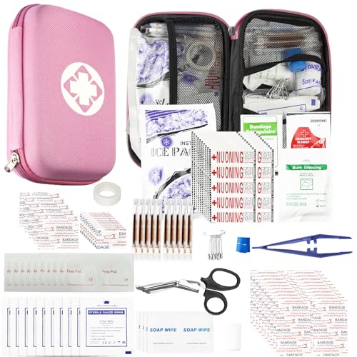 Small-Waterproof Car First-Aid Kit Emergency-Kit - Pink 277Piece Camping Equipment for Camping Hiking Home Travel YIDERBO - color: Pink
