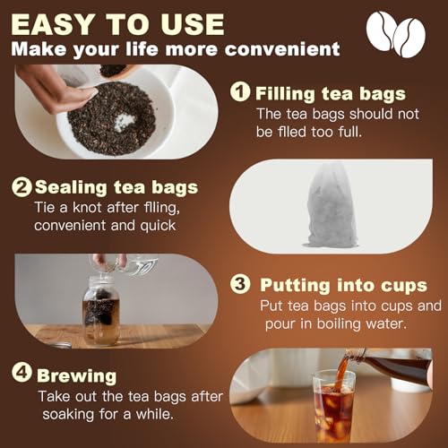 Cold Brew Coffee Filter Bags 200 Pack, Disposable Mesh Brewing Bags with Drawstring, No Mess Cold Brew Maker Bags for Coffee Concentrate, Iced Coffee, Mason Jar, Large Fine Mesh Tea Infuser Bags