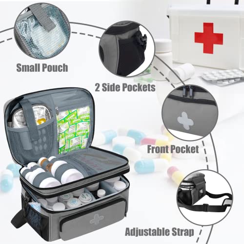 GDNasist Medicine Storage Bag, Medical Bag Pill Bottle Organizer Empty - color: Grey