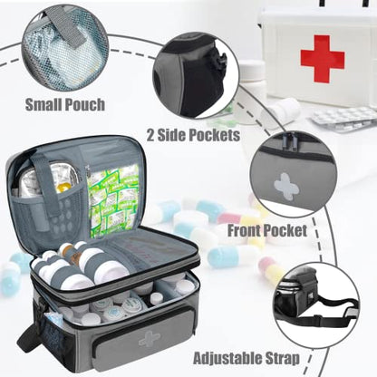 GDNasist Medicine Storage Bag, Medical Bag Pill Bottle Organizer Empty - color: Grey
