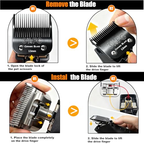 3PCS 3FC Dog Grooming Blades Replacement Compatible with Andis Dog Clippers - size: Black(3FC)