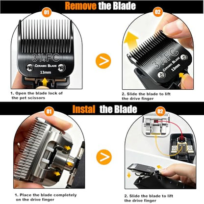 3PCS 3FC Dog Grooming Blades Replacement Compatible with Andis Dog Clippers - size: Black(3FC)