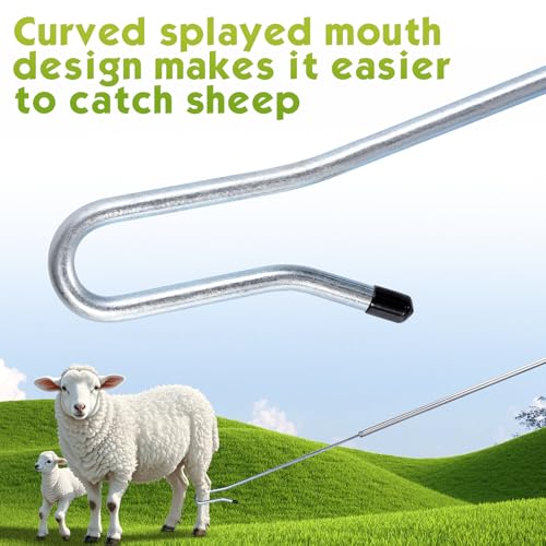 Goat Catcher Leg Hook, Sheep Catching Tools Stainless Catching Sheep Leg Crook Hook Catcher Poultry Leg Pole for Breeding Farms Grabber Capture Tool (63") - size: 63"
