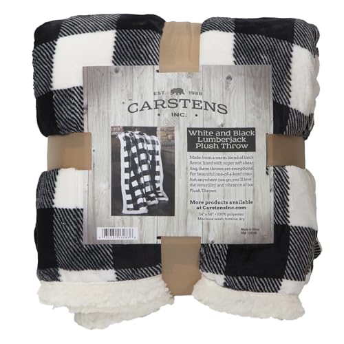 Carstens, Inc. Ultra Premium Super Soft Plush Sherpa Fleece Oversized Throw Blanket 54" x 68", Black & White Buffalo Plaid - color: Black & White Buffalo Plaid