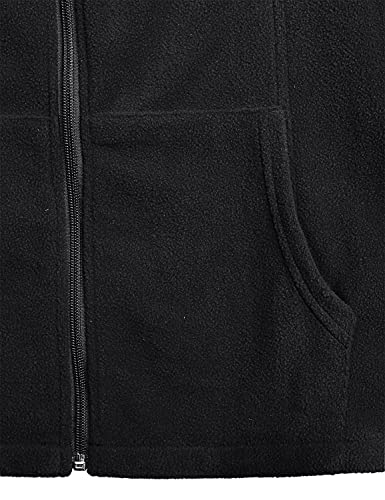 Hibelle Women's Outdoor Full-Zip Thermal Fleece Jacket with Pockets - color: 201-black, size: Medium