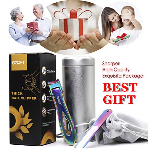 Ultra Wide Jaw Opening Nail Clippers Set, Toenail Clippers for Thick Nails, Heavy Duty Nail Cutter, Stainless Steel Toe Nail Clippers for Seniors, Men & Women Manicure,Pedicure,Big(Prismatic) - color: Prismatic