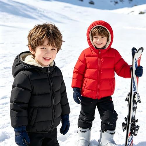 GOODKIDS Baby Girls Boys' Winter Fleece Jackets with Hooded Toddler Warm Lined Coat Outer Clothing 1-6 Years - color: Red, size: 2-3T